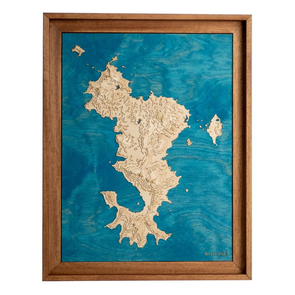 Tableau de Mayotte en relief avec une eau bleue marine