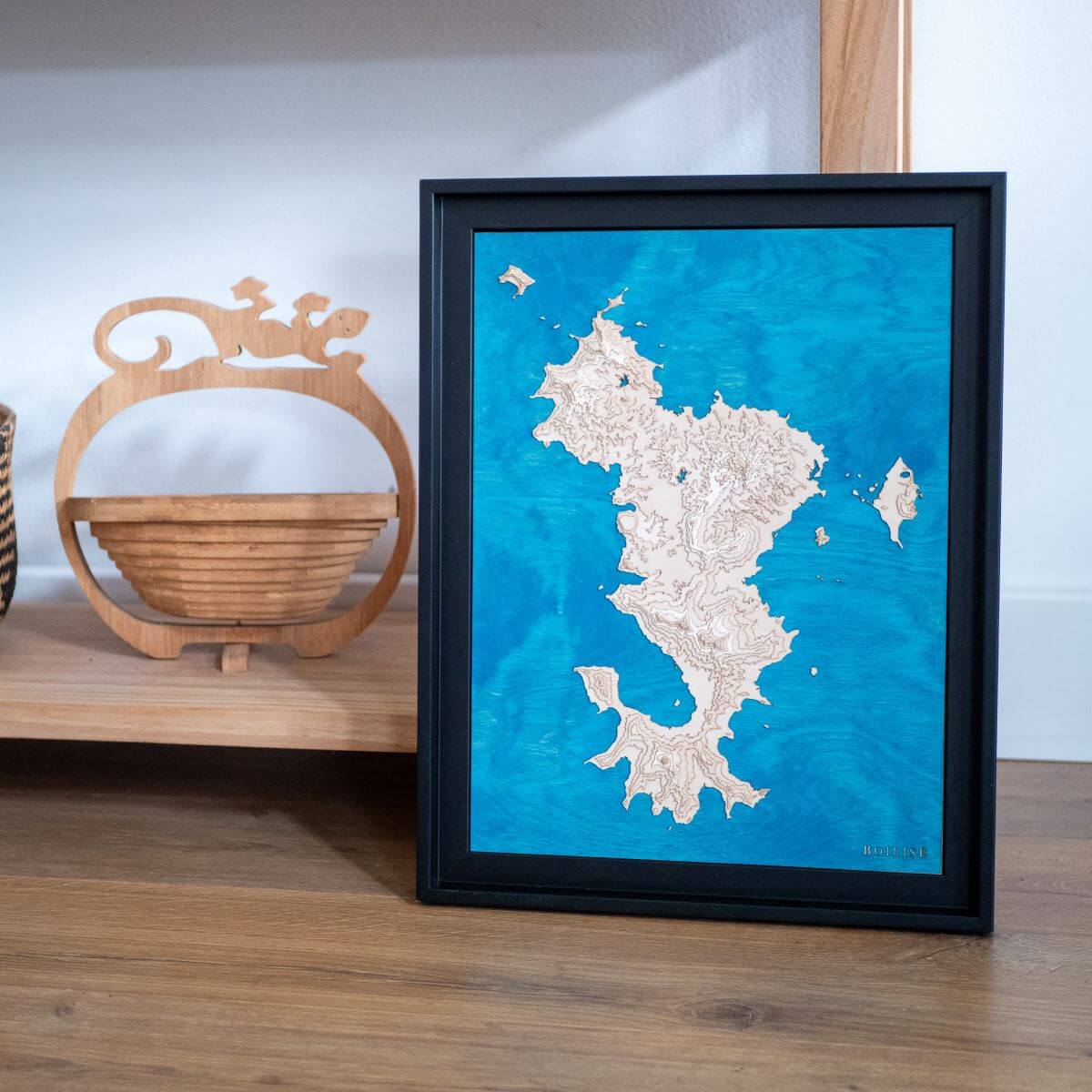 Déco naturelle avec la carte de Mayotte fabriquée en France de manière artisanale