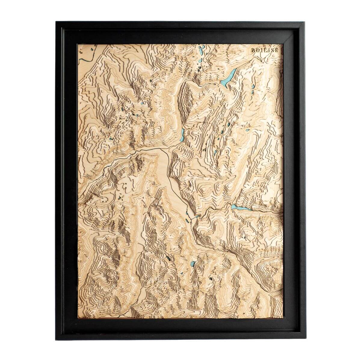 La vallée de la Romanche en relief encadré dans une caisse américaine noire