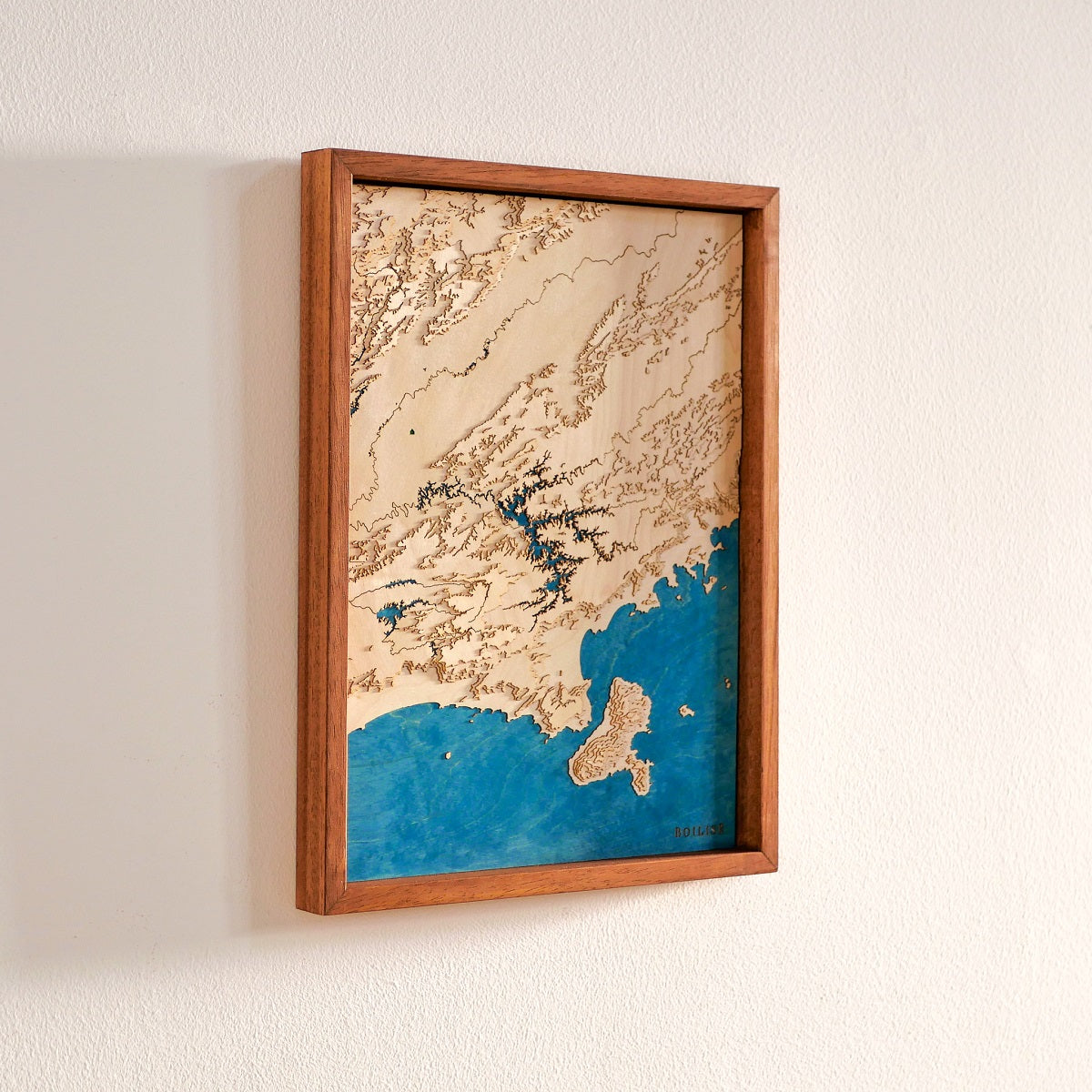 Tableau topographique du relief brésilien accroché au mur