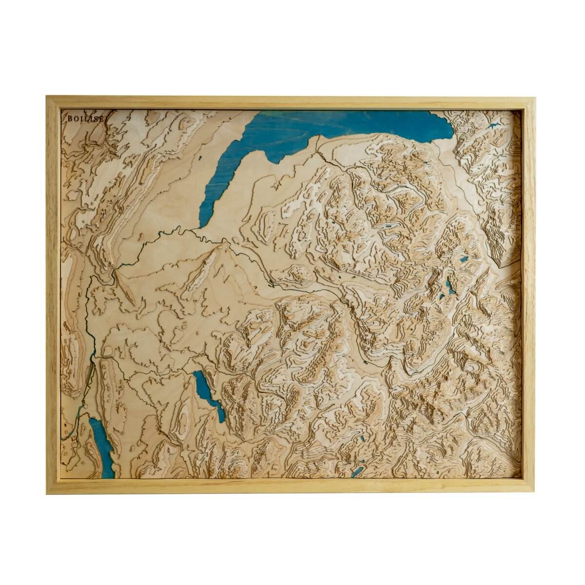 Tableau de la Haute-Savoie en relief avec une eau bleue marine