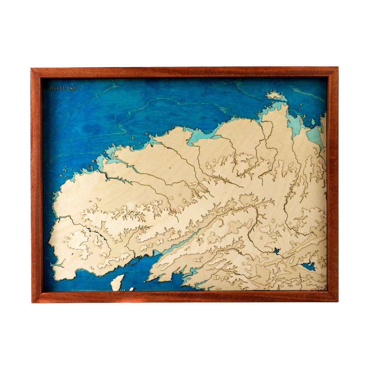 Tableau du Finistère Nord encadré en bois brun